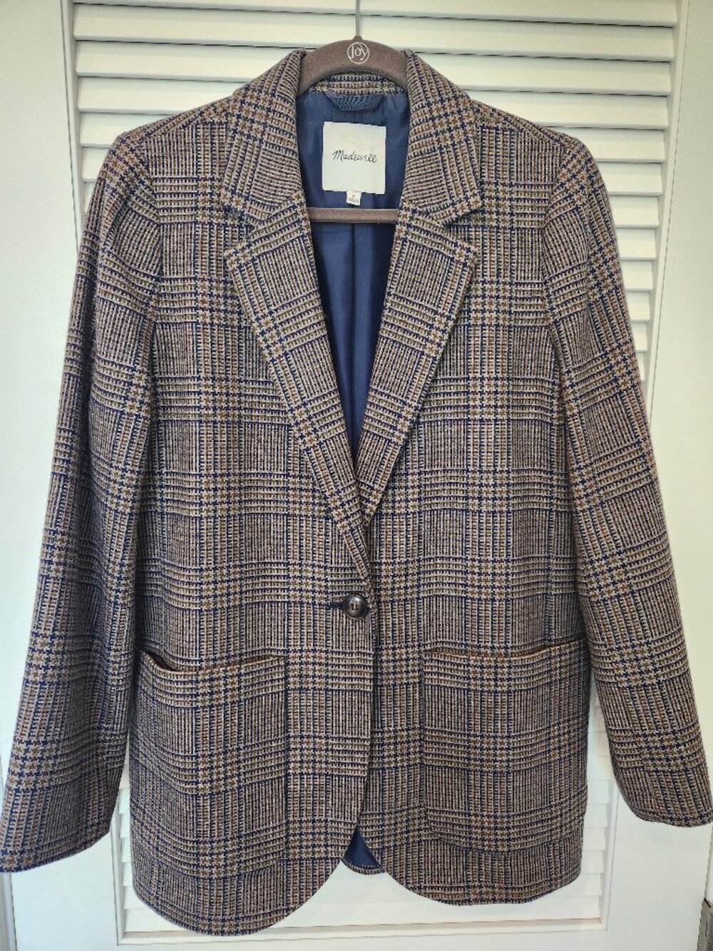 Madewell Larsen Wool Blend Plaid Blazer - M